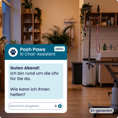 Geschlossener Hundesalon, eingeblendetes Chatfenster