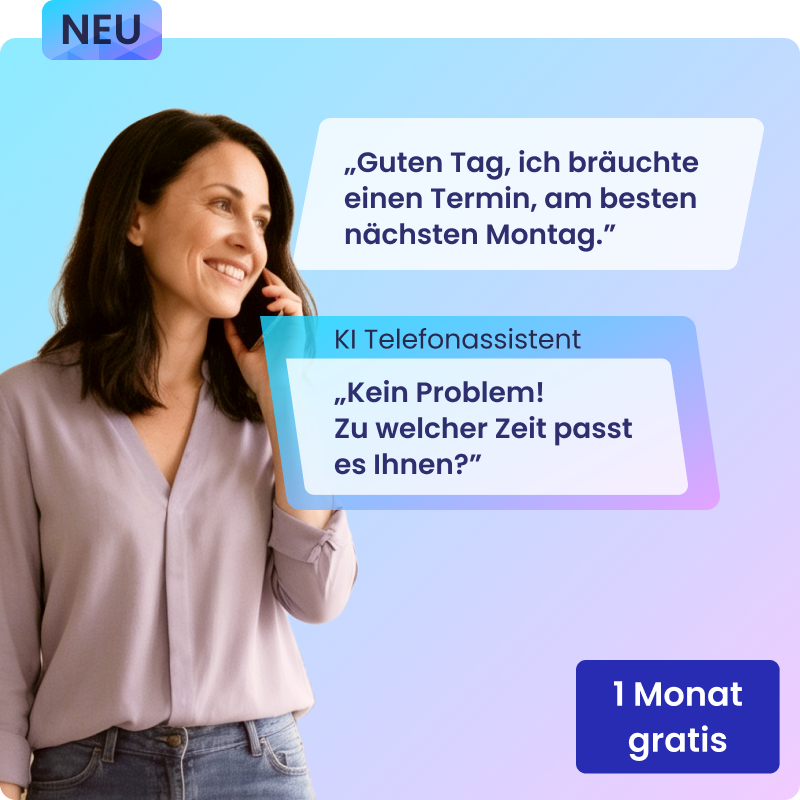 Frau telefoniert mit dem KI Telefonassistenten