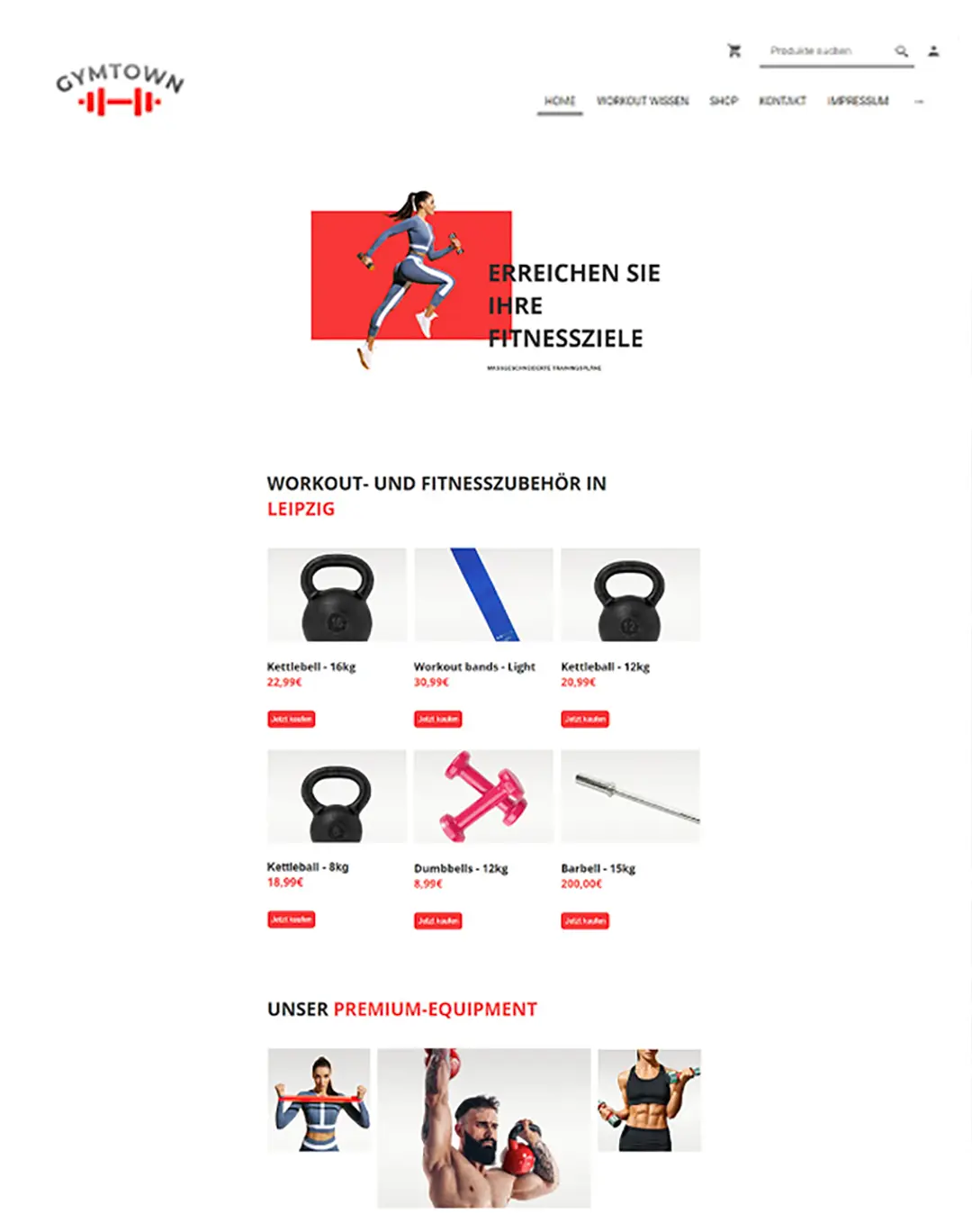 Screen: Beispiel Design Fitness-Equipment